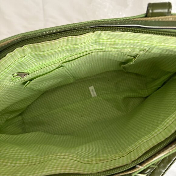 Fashion Bag with Matching Wallet Green Stripes Spring Shoulder Bag Summer Purse - Picture 6 of 13